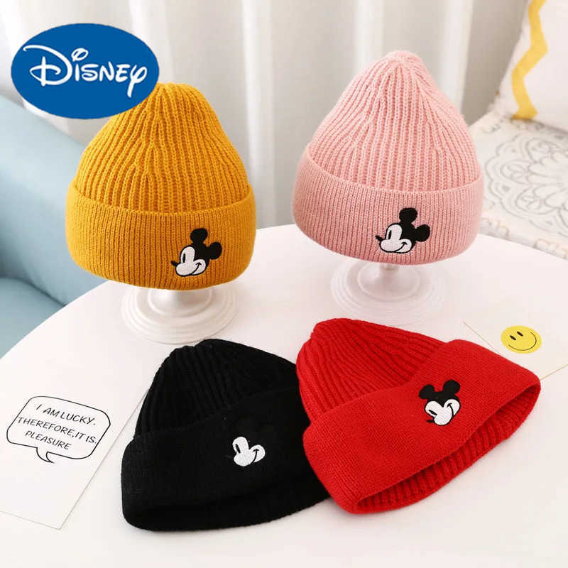 Disney winter warm hat knitted wool childrens pullover hat embroidery Mickey Mouse super cute Korean version boy and girl H250926