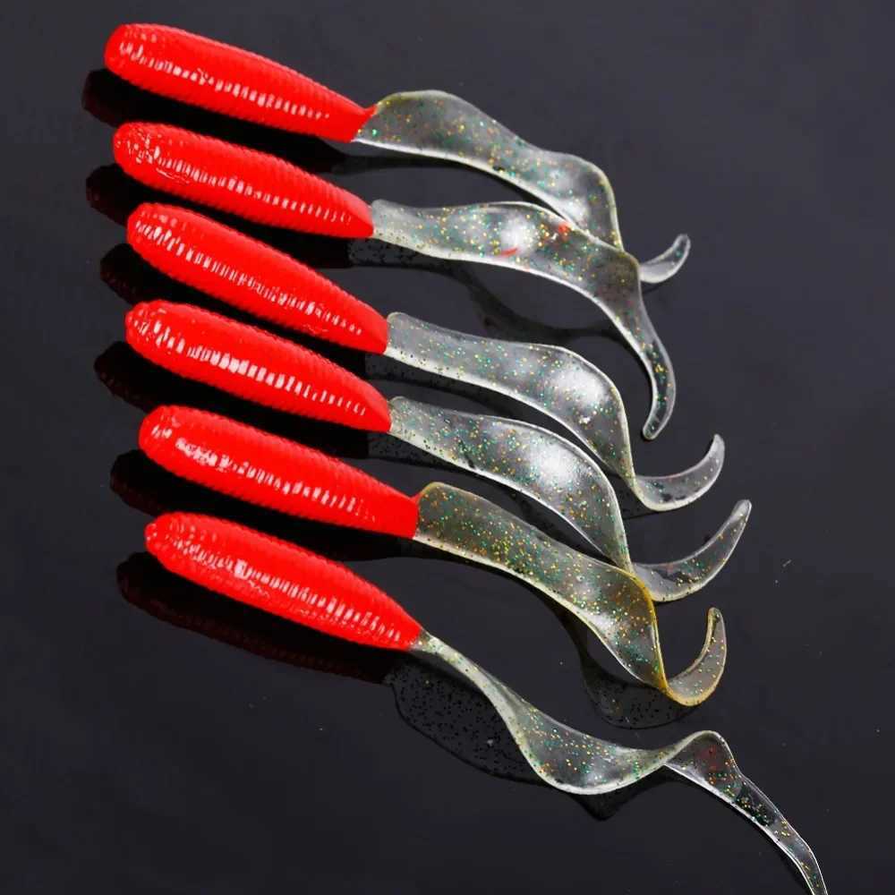 6pcs 17cm 12g Long Tail Fish Silicone Soft Bait Jig Wobbrs Lures Artificial Rubber Baits Bass Swimbait Fishing Tack W250926