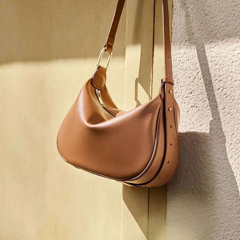 Women Cow Split Leather Dumpling Shoulder Bag Female Casual Designer Cowhide Handbags Ladies Crossbody Underarm Bags Lady Suotong2509