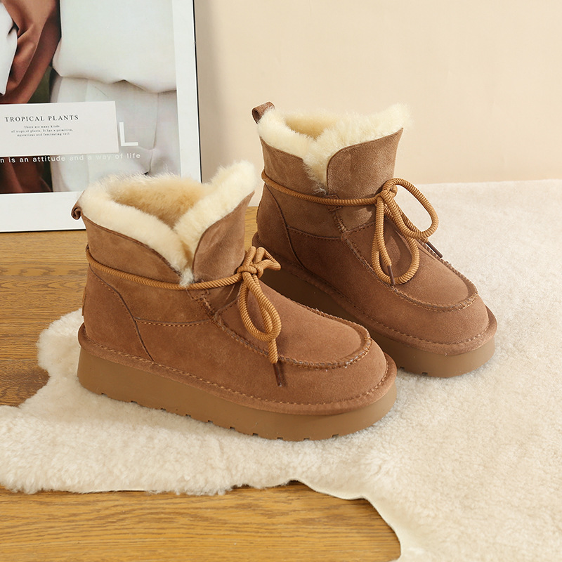 CE designer shoes Free shipping oxhide affordable luxury Winter anti slip snow boots with thick plush cotton shoes Odor-free yellow