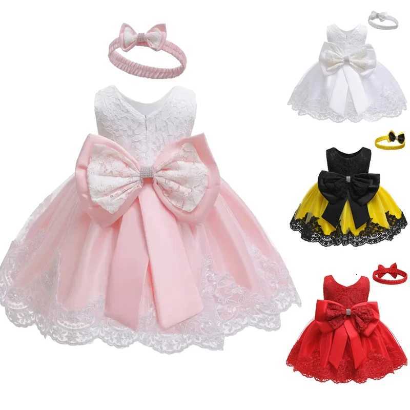 New summer Baby Dress Lace Big bow Pink Baptism Dresses for Girls 1st year birthday party wedding baby clothing 310 Years Z250926