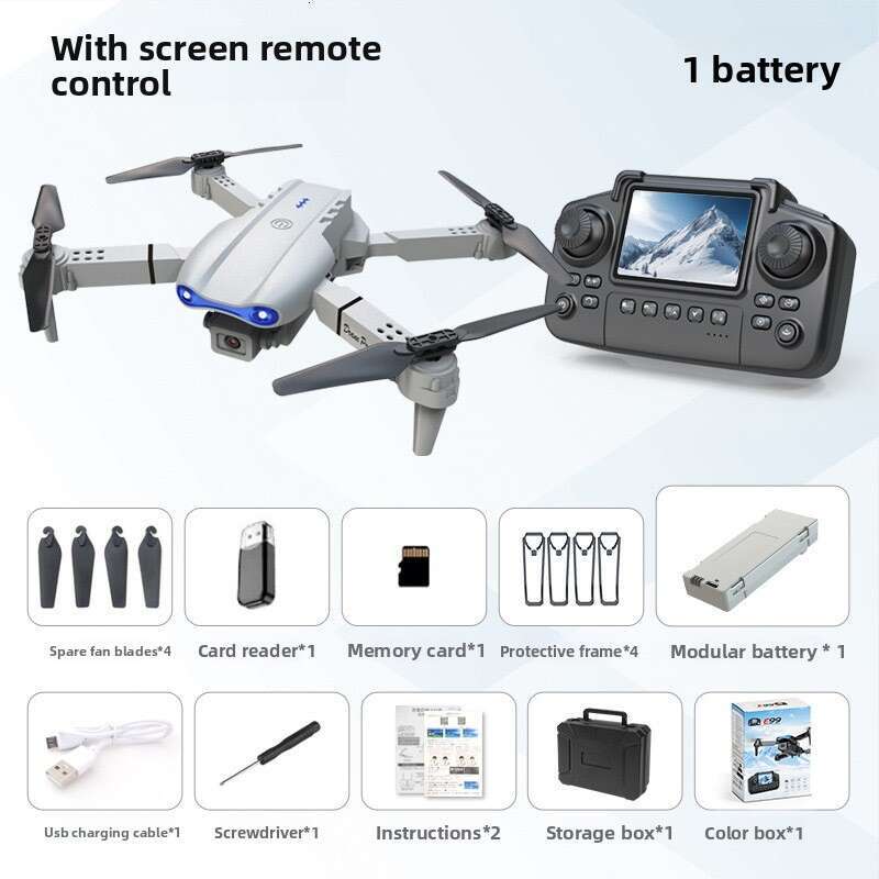 E88 Screen Drone Remote Control With Display Quadcopter Optical Flow Dual Camera Aerial Photography E99 Aircraft
