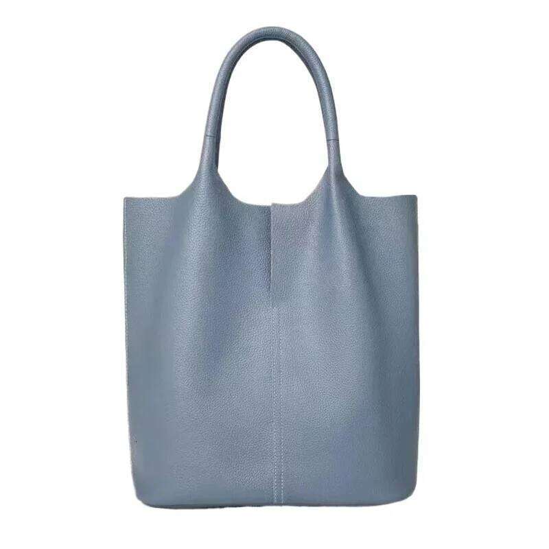 Genuine Leather Commuter Women's Bucket Deisgner Ladies Soft Cowhide Tote Shoulder Handbag Large Bag Female 2025 New Suotong0917