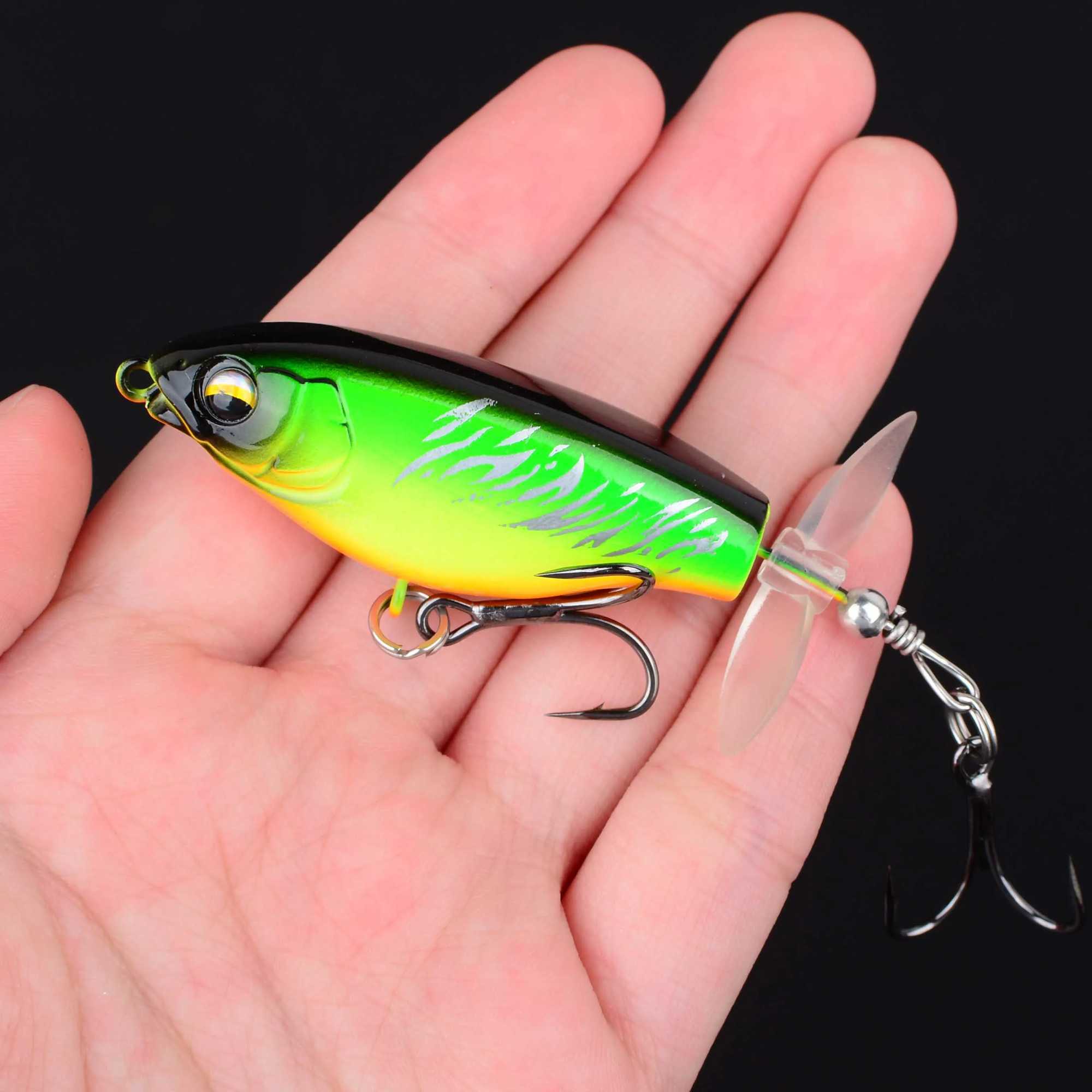 5Pcs Quality Whopper Plopper Wobbrs Topwater Popper Fishing Lure Hard Bait Rotating Tail Fishing Tack W250926