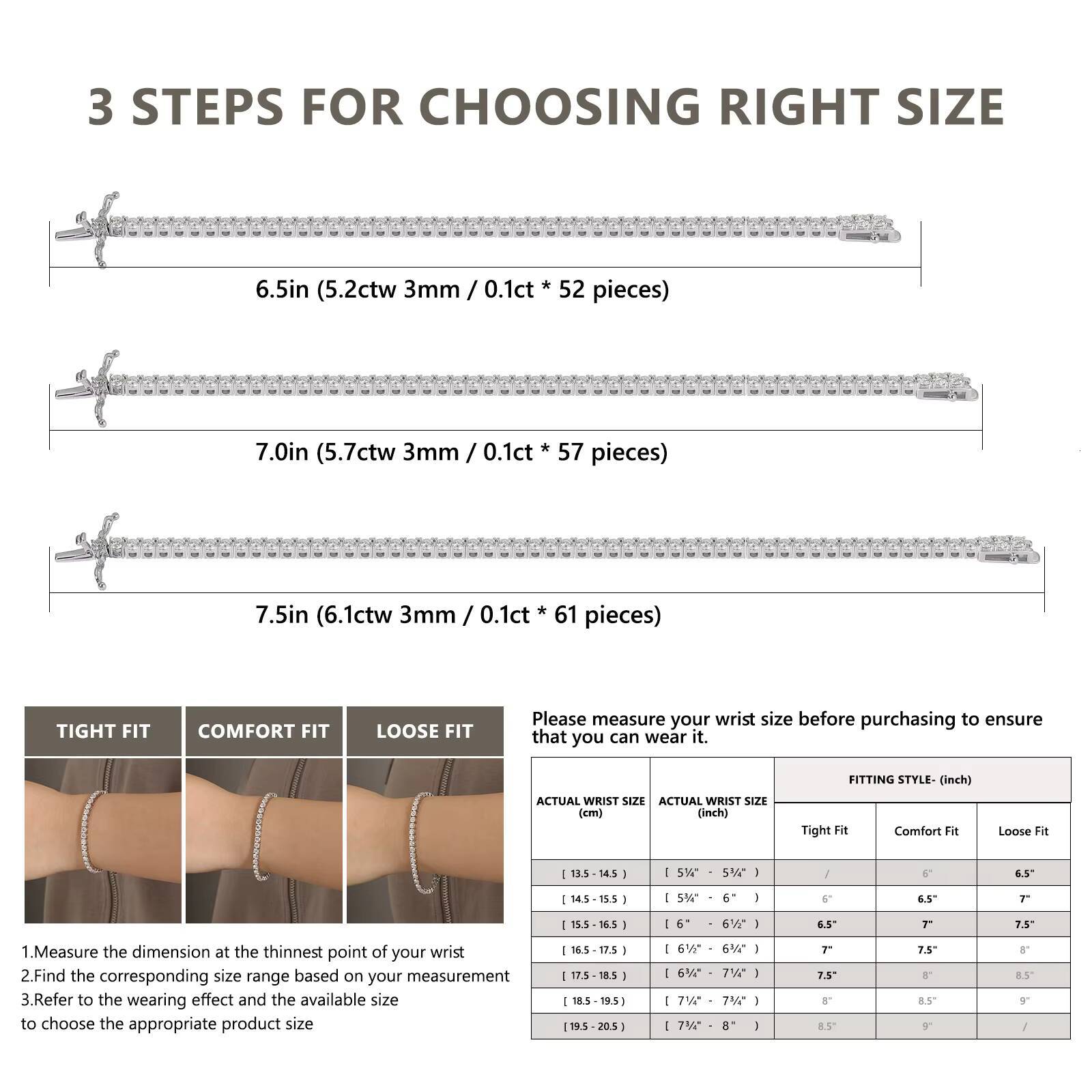 Sparkle 100 Real Moissanite Jewelry Gifts S925 Sterling Silver White Gold Plated VVS GRA Lab Diamond Women Men Tennis Bracelet