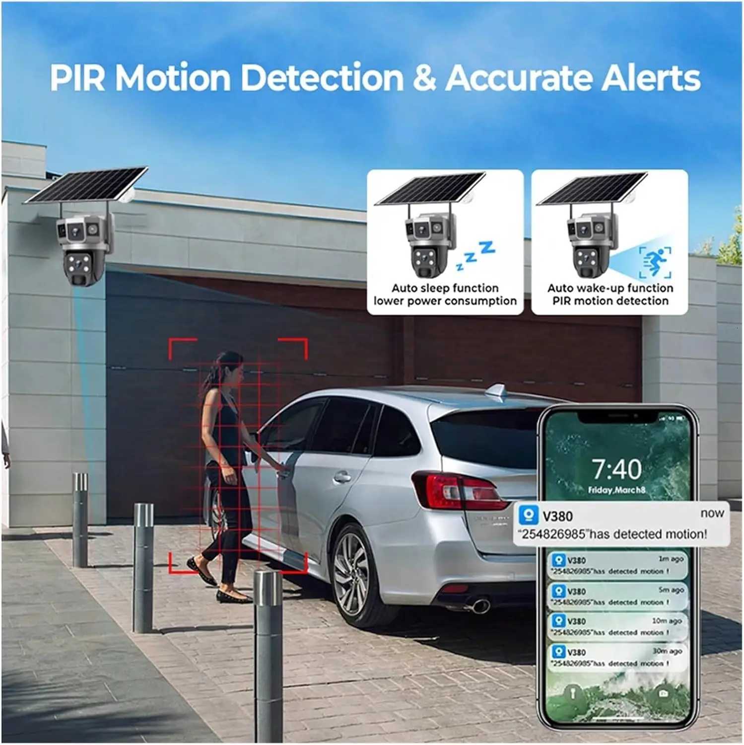 V380pro 12MP 6K WIFI Camera Solar PIR Human Detection Night Vision Waterproof Security Video IP Camara Battery CCTV Monitor Y250925