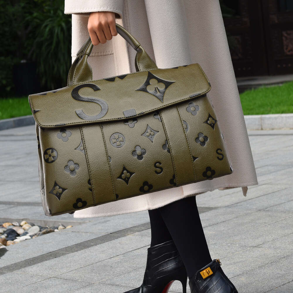 Handbag New Style Three-Dimensional Emed Large Capacity Color-Block Commuter Can Be Shoulder Tote Bag