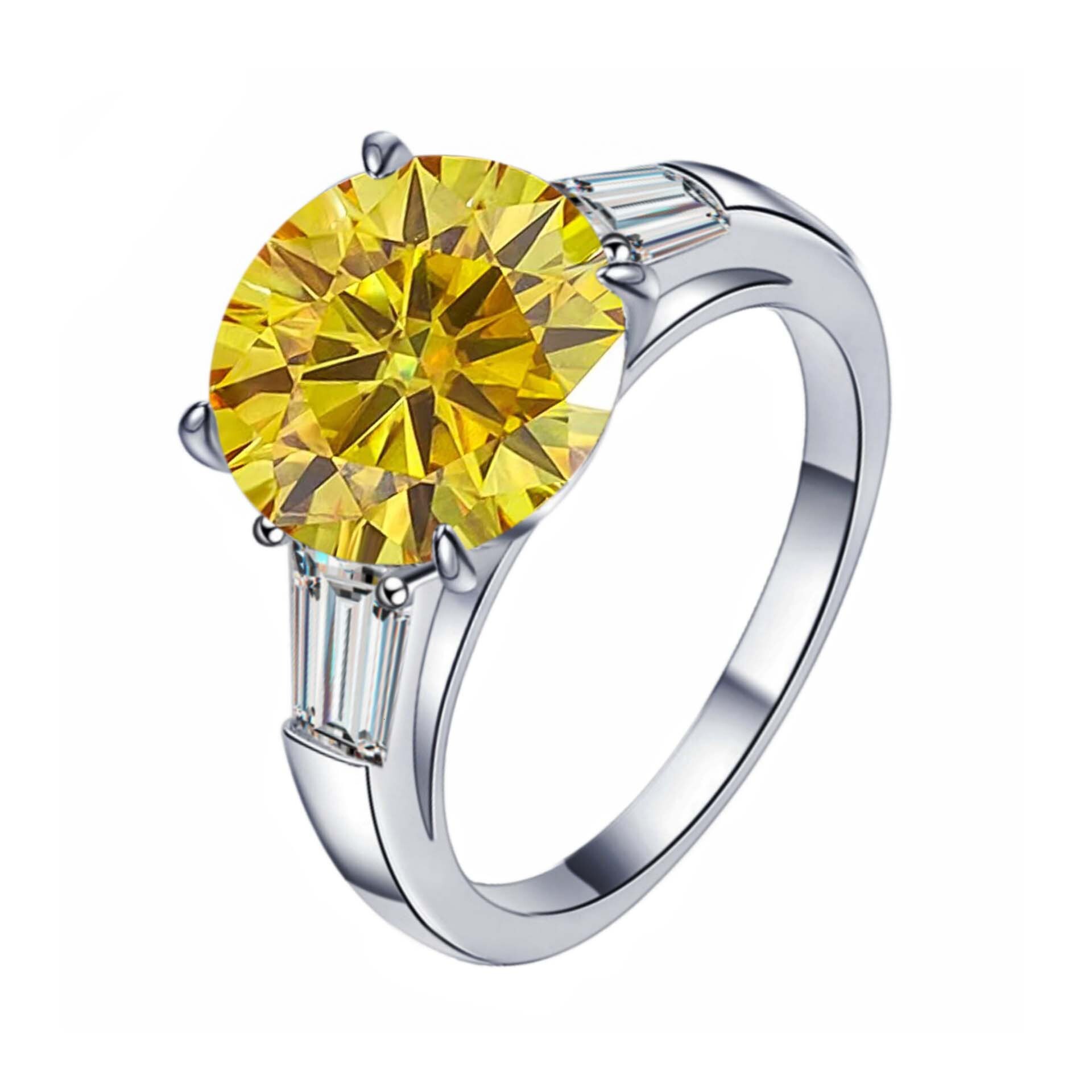 S925 Sterling Silver 5 Carat Round Moissanite Ring for Women Elegant and Luxurious High-End Engagement Ring