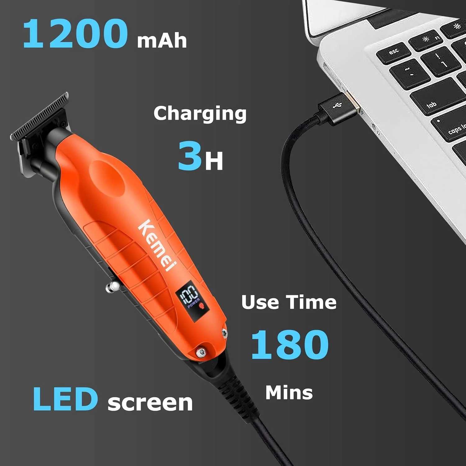 Kemei 2293 Professional Hair Beard Trimmer Men Barber Rechargeable Finish Hair Cutting Machine Zero Gapped Cordless Hair Clipper R250926