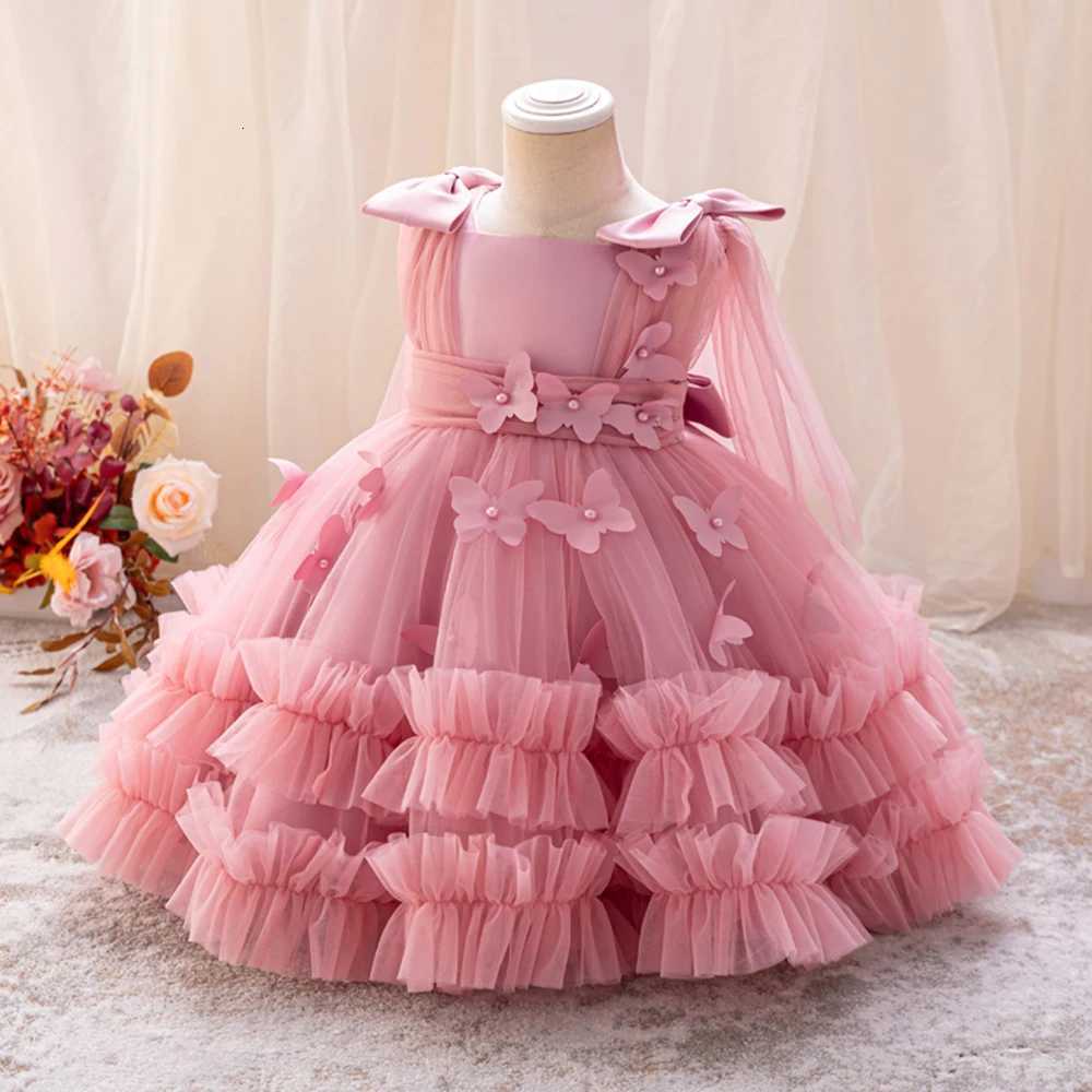 HETISO Baby Girls Princess Dress Butterfly Petal Tutu Party Prom Gown Kids Birthday Bridesmaid Wear 16 Years Z250926