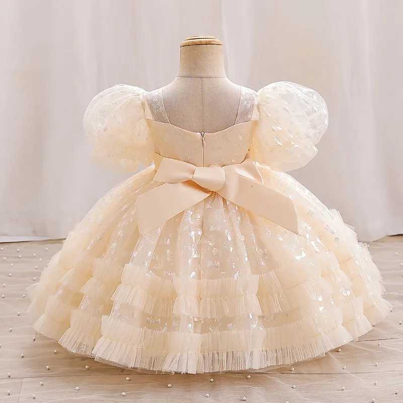 Girls New Bubble Sleeves Wedding Party Dress Princess Christmas Party Cute Foreigner Bow Birthday Dress Baby Dress Z250926