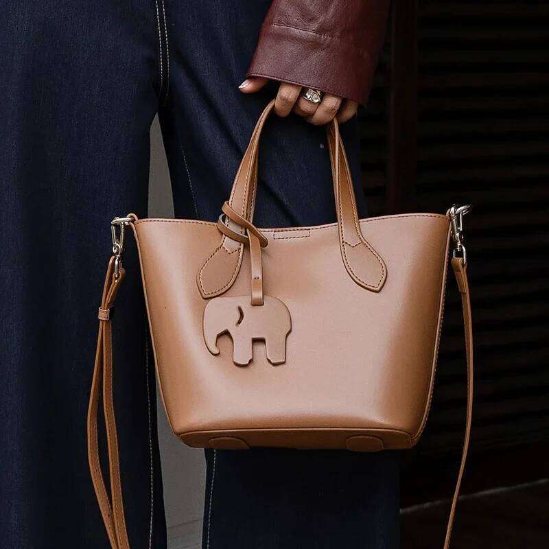 Women's Natural Genuine Leather Shoulder Bag Female Large Capacity Soft Cowhide Handbag Ladies Fashion Designer Bags Suotong2509
