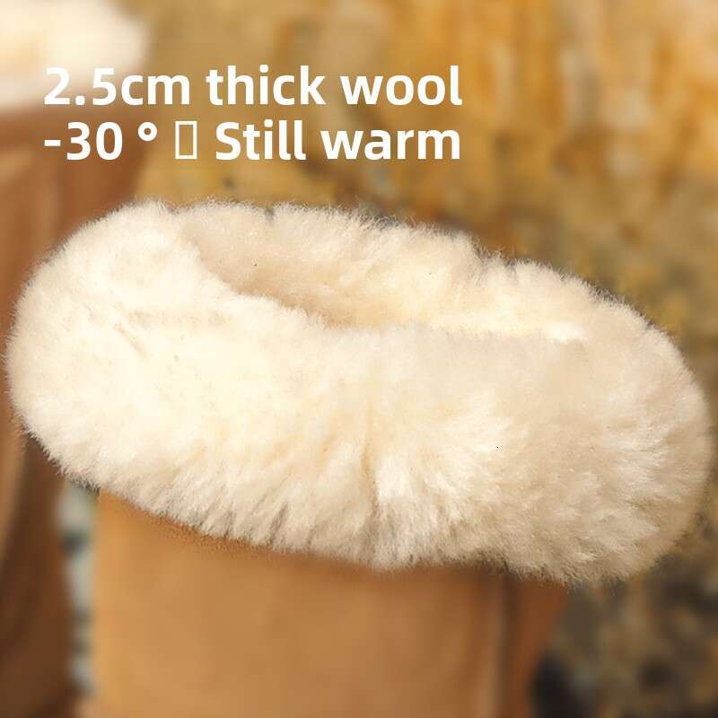 Sheepskin Thick-Soled Snow Boots for Women, Mid-Calf, Warm Fleece-Lined Winter New Cotton Shoes designer shoes