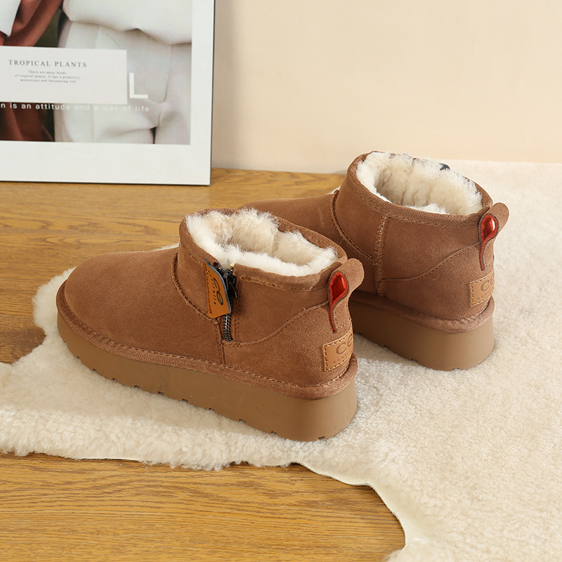 CE designer shoes Free shipping oxhide affordable luxury Winter anti slip snow boots with thick plush cotton shoes High structural rigidity