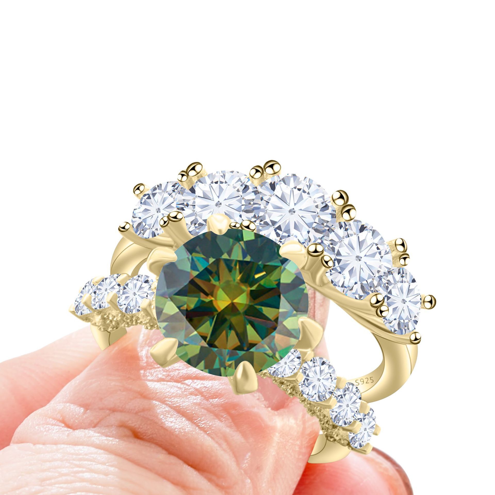 7.8 CT moissanite luxury ring set certificate passed the diamond testing pen 925 sterling silver inlaid light luxury wedding ring