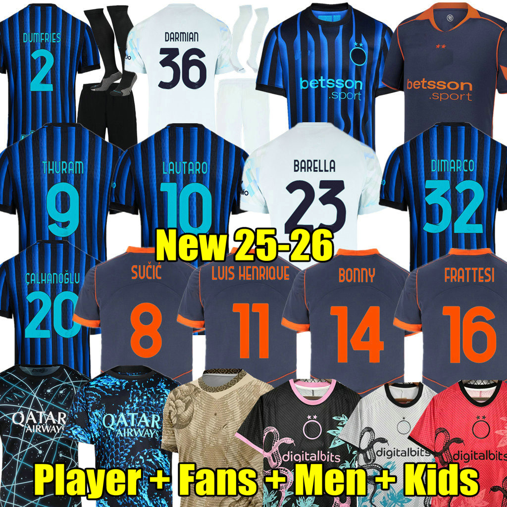 3XL 4XL 25 26 DIMARCO HOME THURAM soccer jerseys BARELLA MILANS CALHANOGLU AWAY 2025 2026 third Men kids kit football shirt LAUTARO ZIELINSKI PAVARD ACERBI FRATTESI