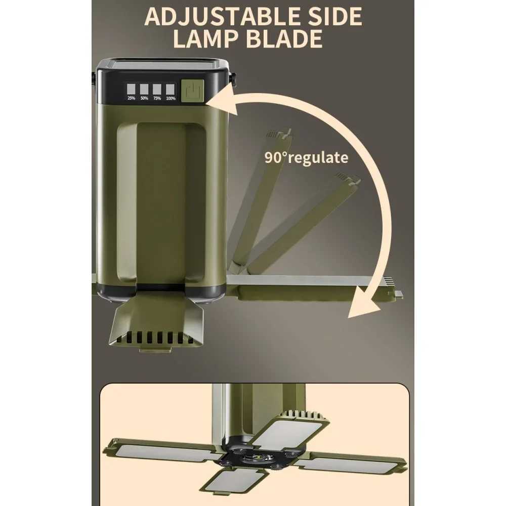 Solar Outdoor Camping Light 4Blade 90 Expandable Foldable Solar Charging 2000mAh Portable Hanging Tent Light C250925