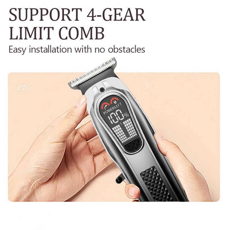 Electric digital charging hair clipper for household use oil head carving shaving electric push shear highpower electric pusher R250926