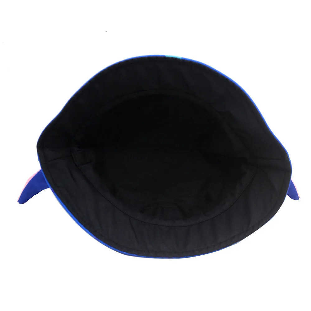 Disney Cute Stitch Pattern Kids Blue Bucket Hat Lightweight Sun Hat with Pink Large Ears Cartoon Outdoor Fisherman Cap for Boys Girls H250926