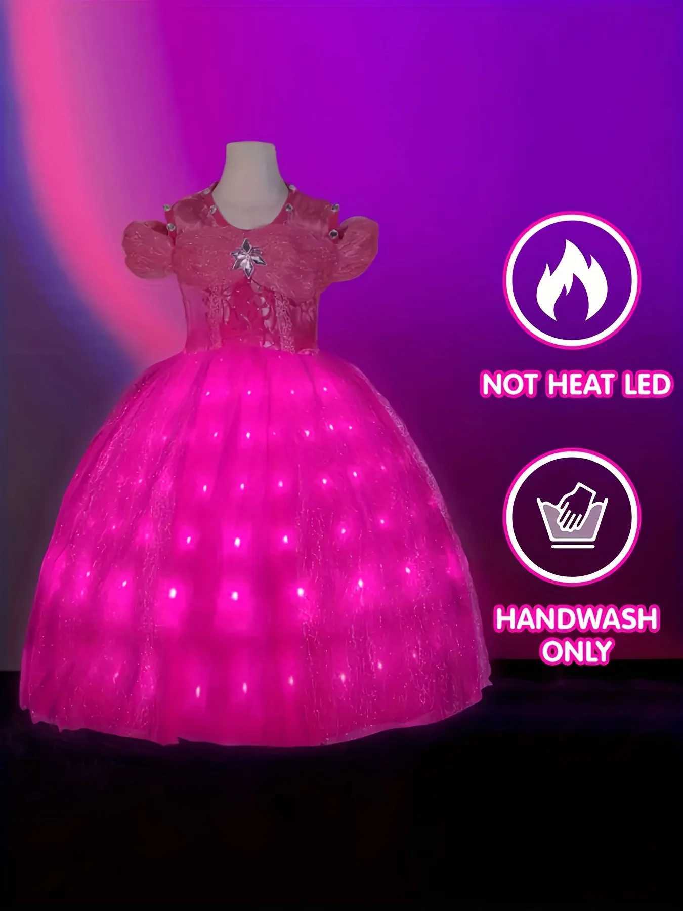 Girl Elsa Role Playing Dress Light up Kid Halloween Frozen Carnival Apparel Girls Birthday Cosplay Princess Glowing Dress Z250926