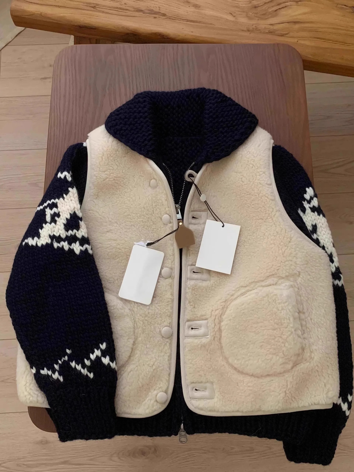 Trendy Knitted Open Cardigan Womens Inner Wear Ski Pattern Collar Sweater Winter Warm Thiened Long Sve Ne n 250922