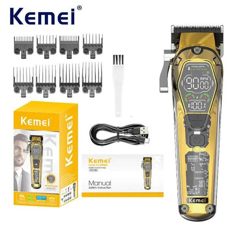 Kemei Transparent Body Professional Barber Hair Clipper for Men Cordless Rechargeable Hair Trimmer Electric Hair Cutting Machine R250926
