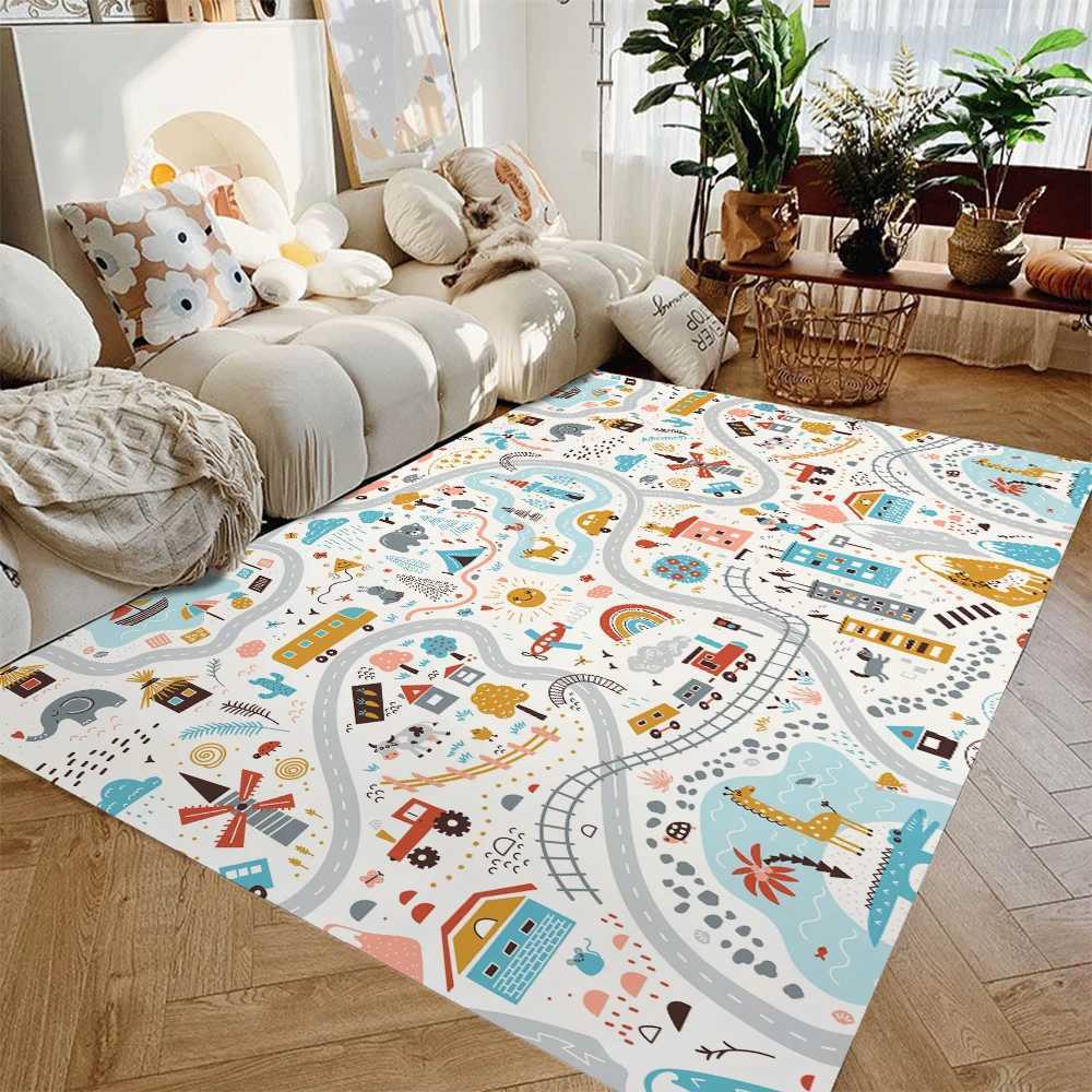 Kids Play Mat NonSlip Flannel Carpets for Childrens Room Home Living Room Bedroom Kitchen Rug Machine Washable Floor Mat C250926