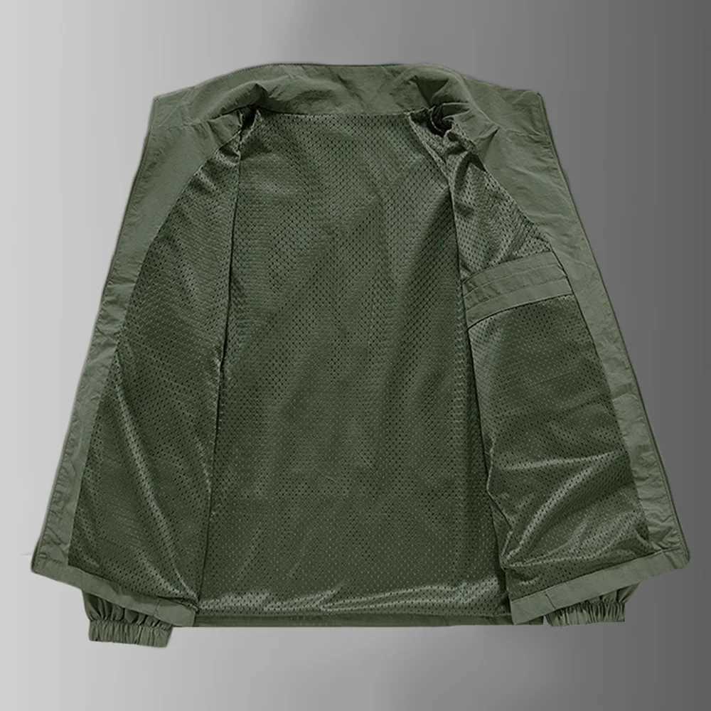 Autumn New Mens Tactical Jacket Sports Climbing OutdoorJacket Solid Color Zipper Design Casual Lapel Breathable Fashion Outwear W250926