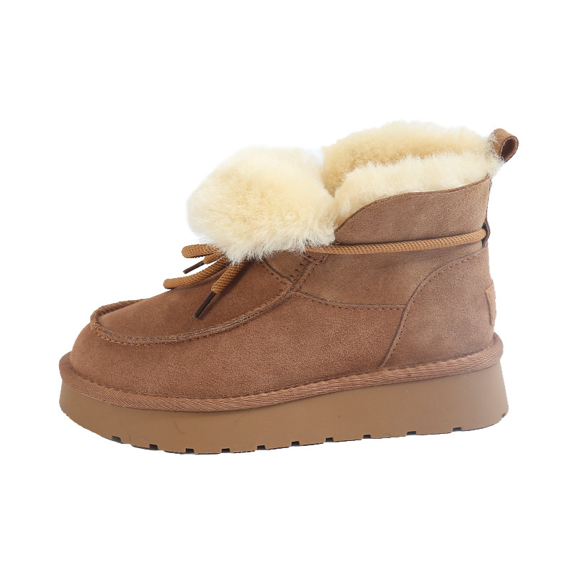 CE designer shoes Free shipping oxhide affordable luxury Winter anti slip snow boots with thick plush cotton shoes Odor-free yellow