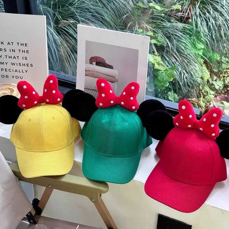Disney series Minnie girls new soft comfortable fashionable creative and versatile cute cartoon big bow duck tongue hat H250926