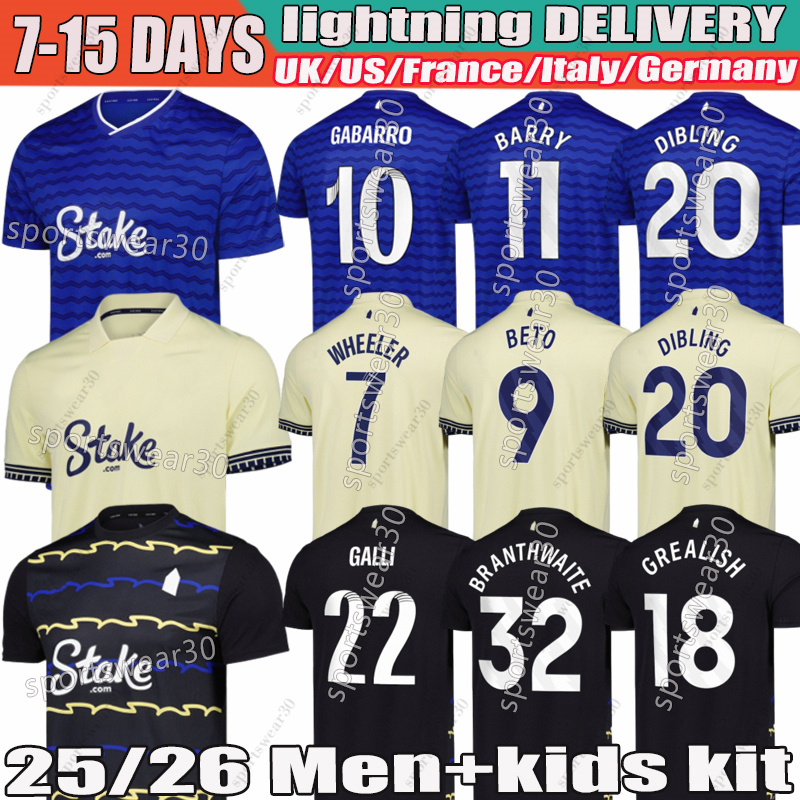 25 26 Soccer Jerseys McNEIL GREALISH BETO NDIAYE Soccer Jerseys BARRY DIBLING DEWSBURY HALL MYKOLENKO ALCARAZ ROHL football jersey Shirt men kids kit Stadium sock