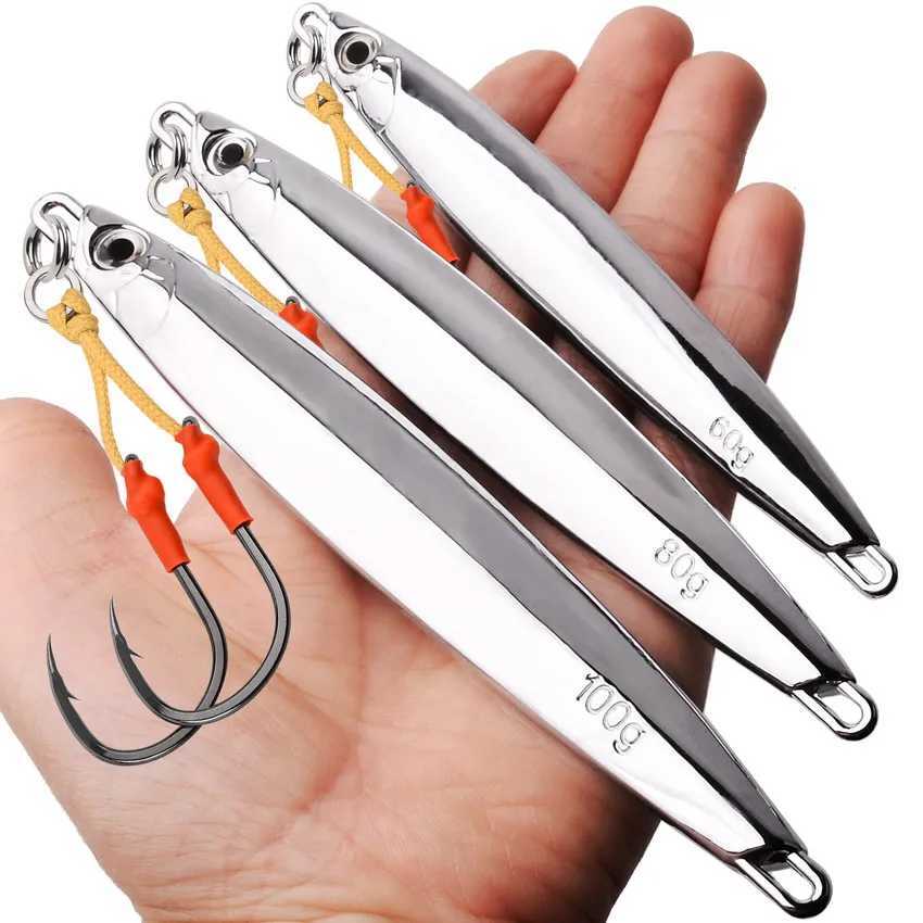 Metal Spoon Jig Fishing Lure 60g 80g 100g Long Cast Jigging Bait Lures Fishing Wobbr for Sea Bass Big Game Sinking Lures W250926