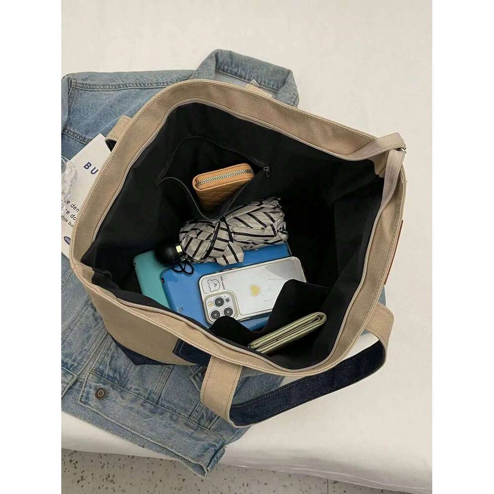 Stylish Durable Canvas Tote Bag Large Capacity Men Women - Suitable for School, Work and Travel