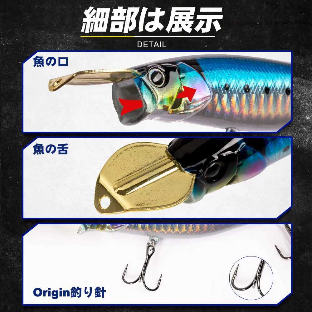 D1 Popper Fishing Riser Lure Sinking Saltwater Surface Bait Laser Pesca Treb Hook For Seabass Pike Tuna Barracuda Tack Sea W250926