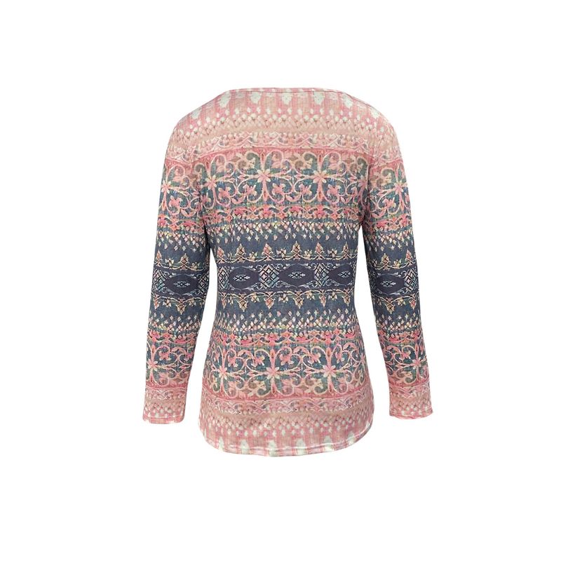 Women's Plus Size Paisley Printed T - Shirt, Light Beach Gray - Pink Casual Vacation & Commute Top Daily Wear-YL23482