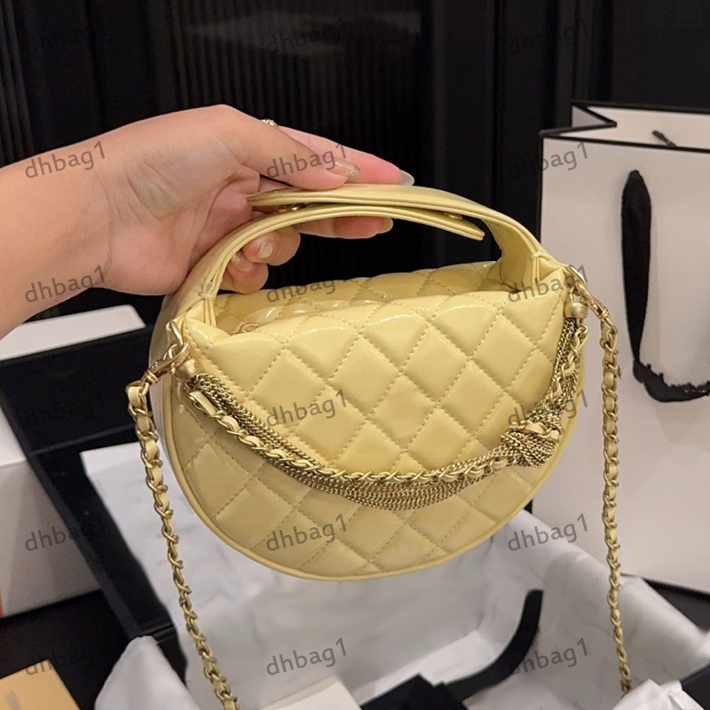 24a Fringed Chain Clutch Cosmetic Bag Wallet Designer Lady Shoulder Bags Genuine Leather Checkered Pattern Gold Hardware Matelasse Chain Handbag Crossbody 19cm