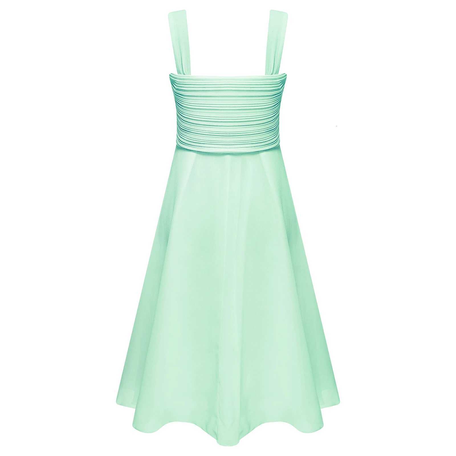 Kids Wedding Flower Girls Dress Elegant Prom Evening Birthday Party Maxi Dress Sleeveless Ruched Bodice Chiffon Princess Gown Z250926