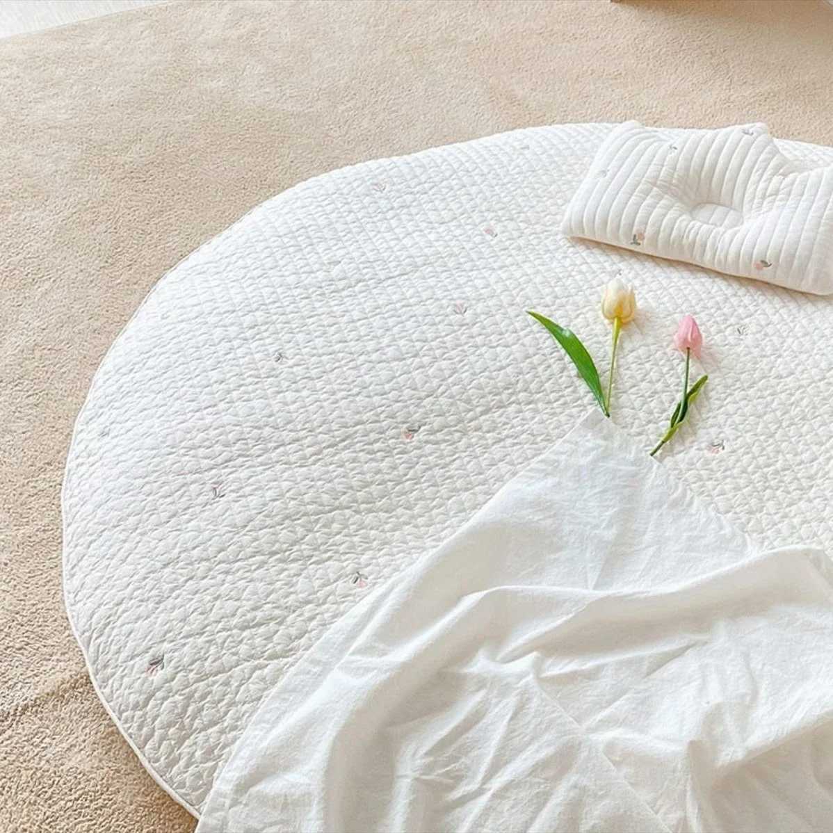 Newborn Baby Padded Play Mat Soft Cotton Crawling Blanket Activity Mat Girl Game Rug Round Floor Carpet For Kids Room Decoration C250926