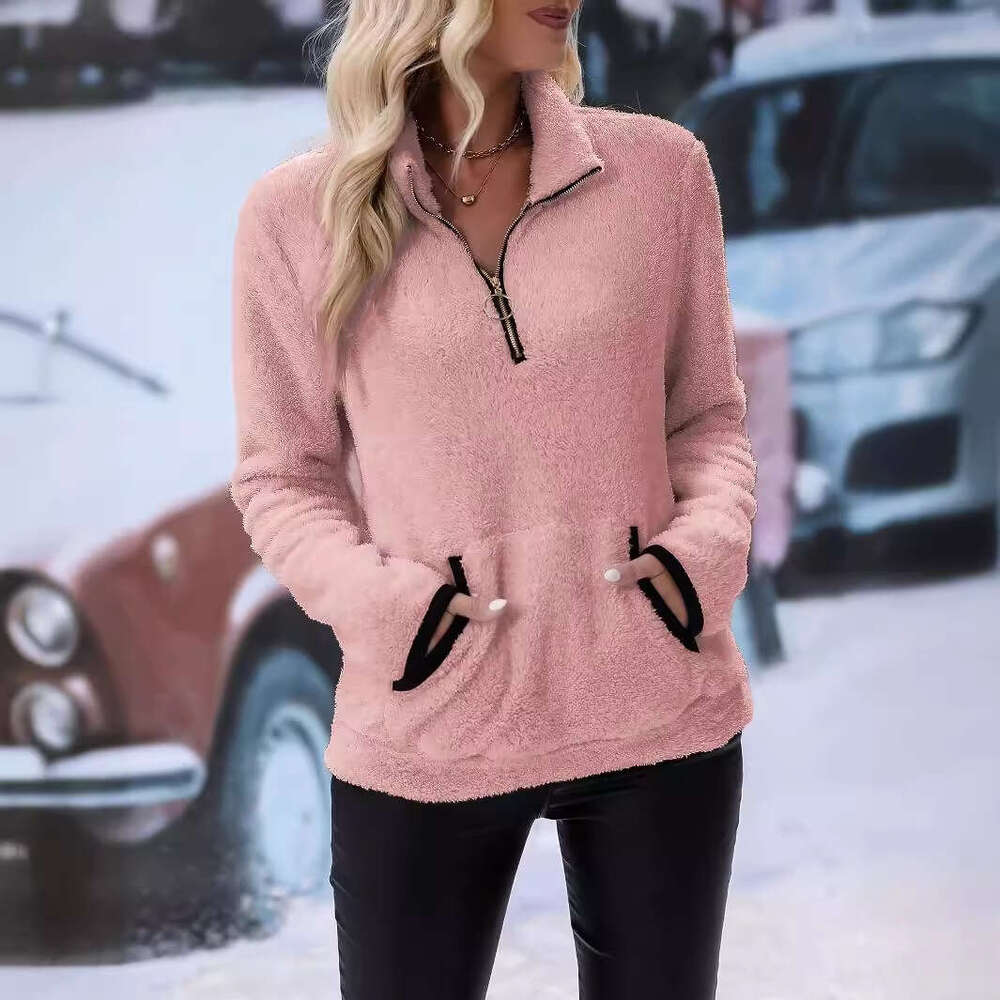 2025 Women's Half-Zip Long Plush Sweatshirt
