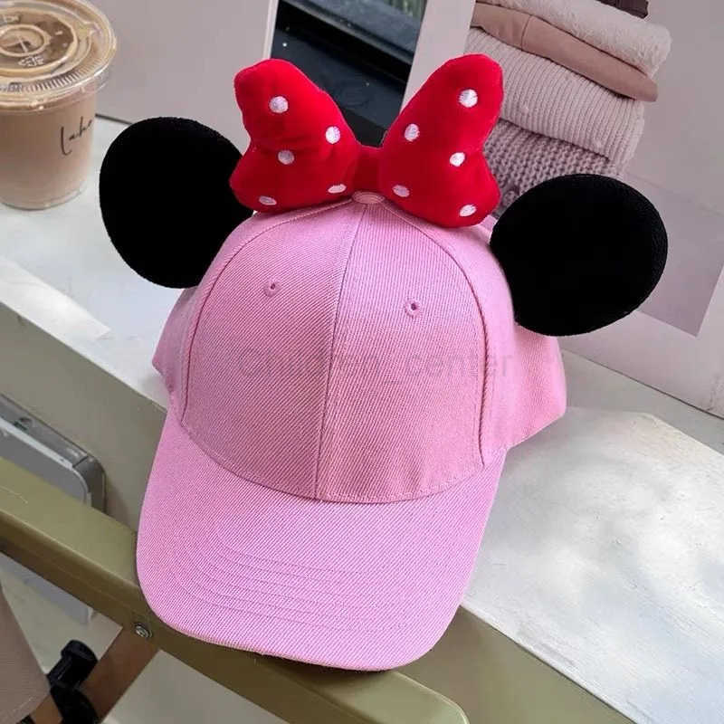 Disney series Minnie girls new soft comfortable fashionable creative and versatile cute cartoon big bow duck tongue hat H250926