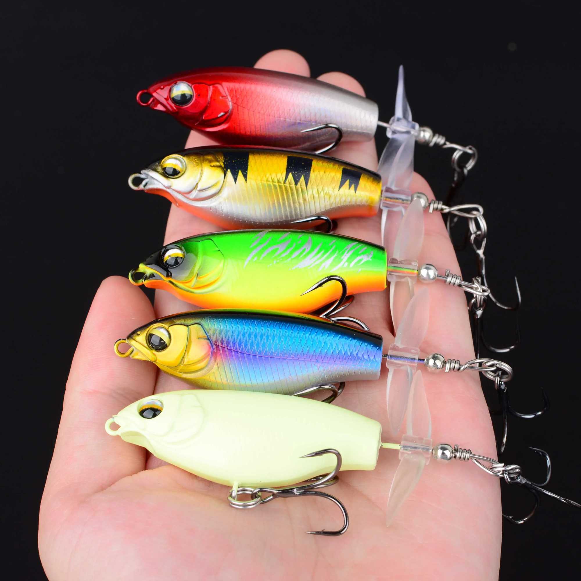 5Pcs Quality Whopper Plopper Wobbrs Topwater Popper Fishing Lure Hard Bait Rotating Tail Fishing Tack W250926