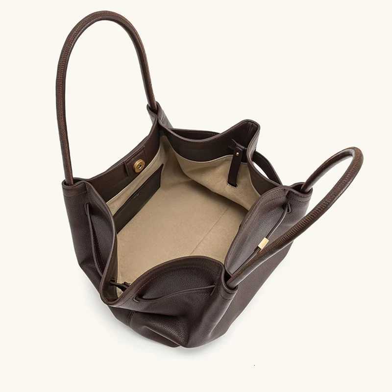 Womens multifunctional handheld dumpling bag twolayer cowhide large capacity tote bag single shoulder crossbody bagW250926