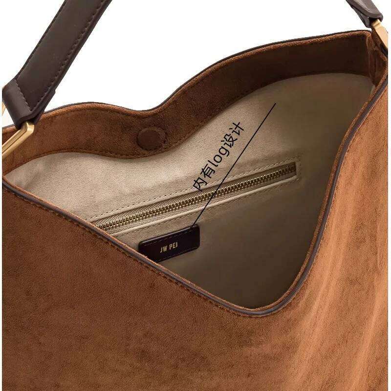 Aria Large Capacity Faux Suede Shoulder Crossbody Bag For Women Solid Color Underarm Commuter Bag, Simple Casual Purse Suotong0917