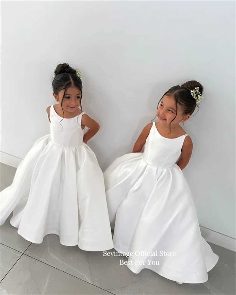 Sevintage Cute Ivory Baby Flower Dresses Bow Back Birthday Party Gifts Wedding Dresses For Kids ropa de nia 2025 Customized Z250926