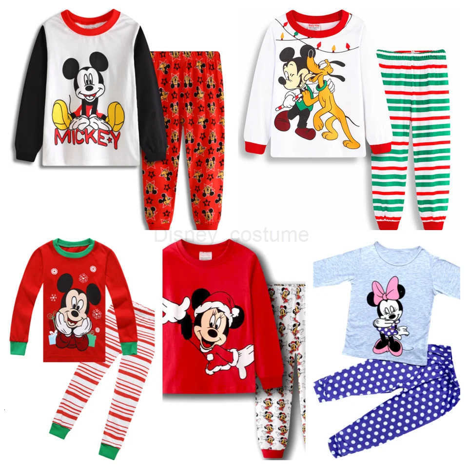 Disney New Boys Long Sleeve Pyjamas Kids Mickey girl Pajamas Baby Cotton Pijama Children Sleepwear Girls Clothing Sets Baby Wears H250926