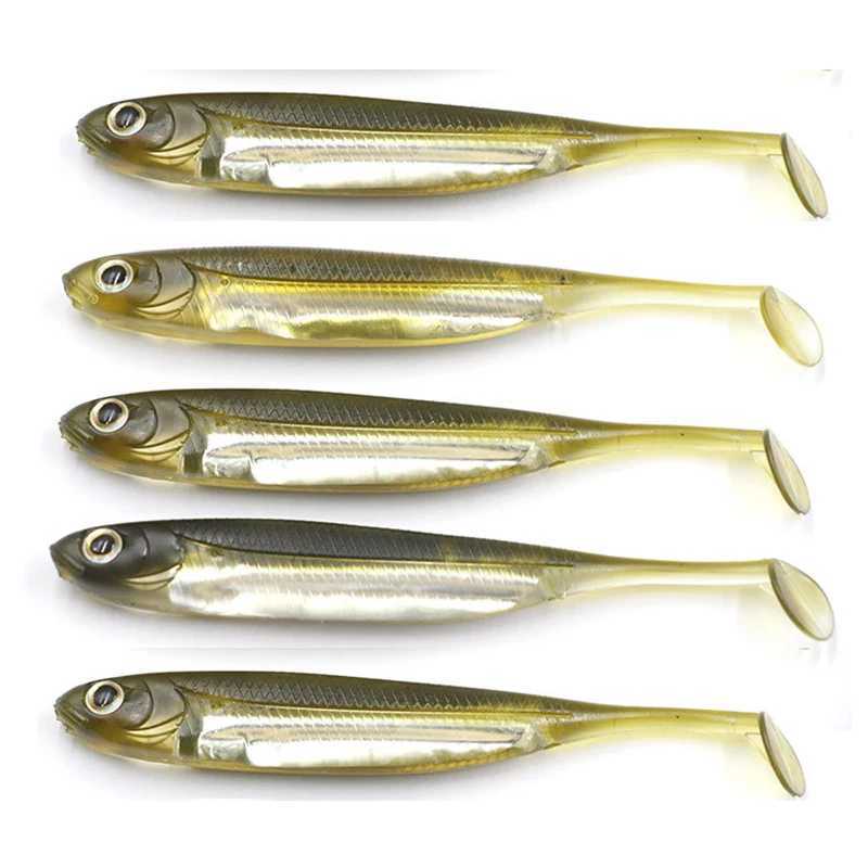 5PcsSet Soft Fishing Lure Silicone Bait 6g10g Shad Wobbr Craft Rubber Fish Swimbait Padd Tail For Bass Perc Pike Zander W250926