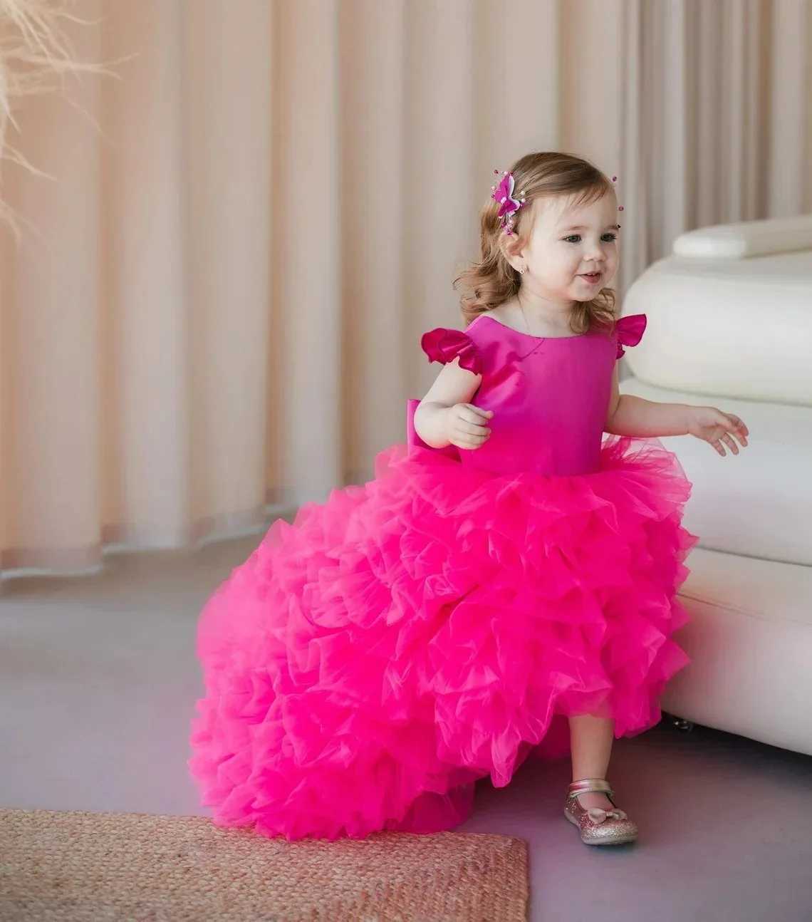 Elegant Layered Puffy Flower Girl Dress For Wedding Tulle Sleeveless Princess First Communion Dresses Kids Birthday Party GOWNS Z250926