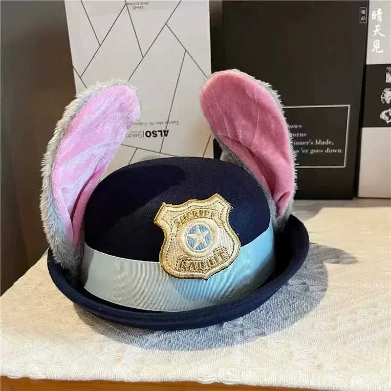 Disney Cute Judy Hat Rabbit Bowler Zootopia Police Officer Childrens Adult Cosplay Headband Headwear H250926
