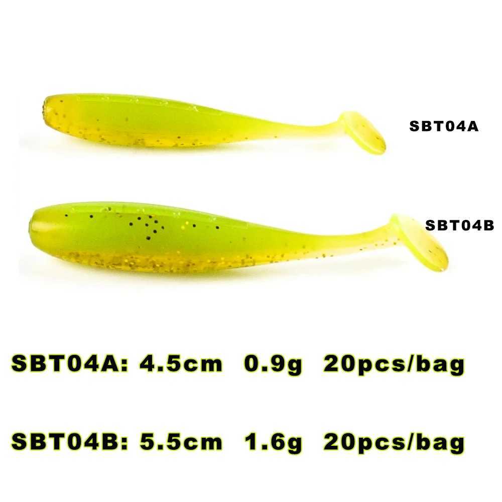 Magnisher 20pcsbag Soft Baits Lures 45cm55cm Ttail Quality Silicone Soft Plastic Padd Tail Swimbait W250926
