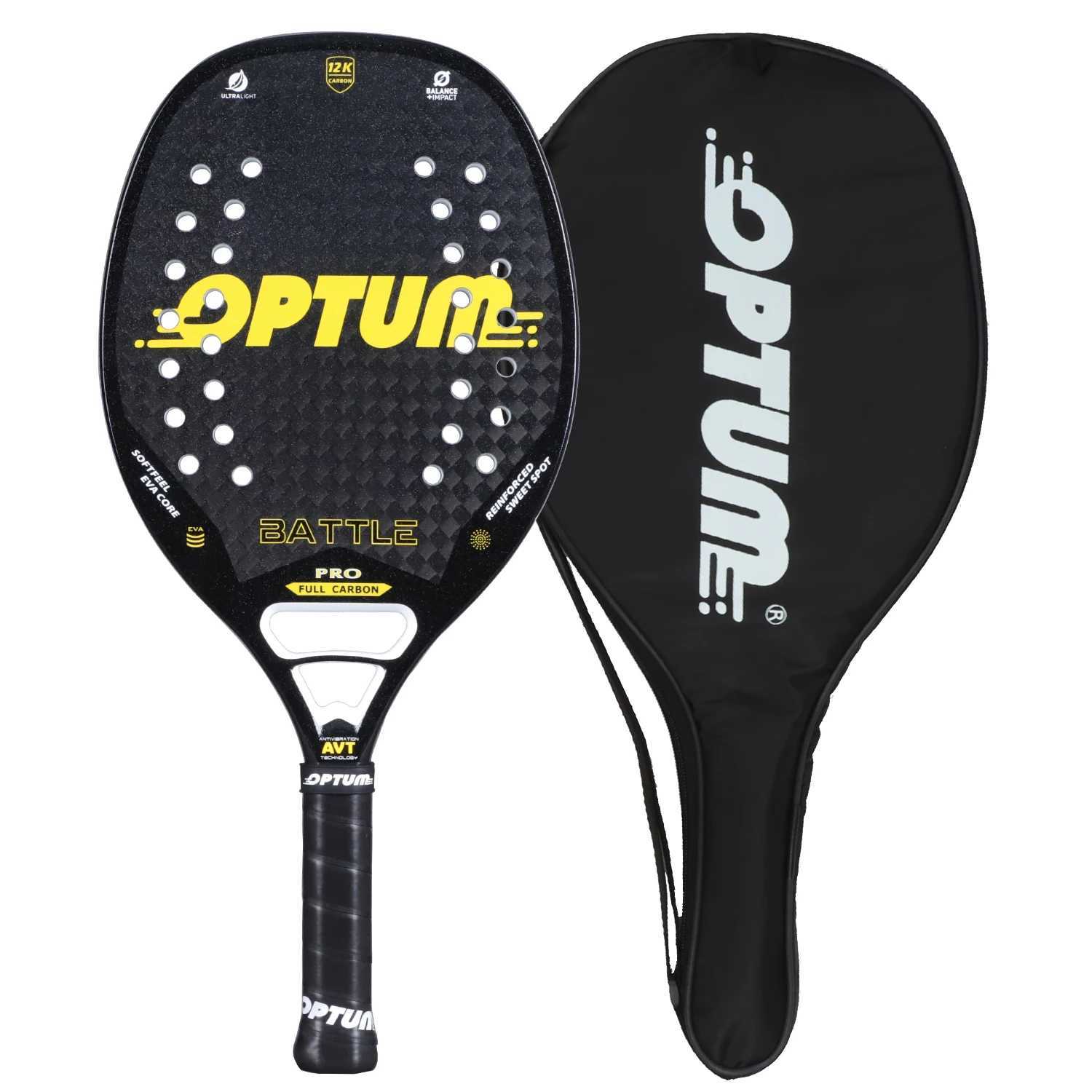 OPTUM BATTLE 12K Carbon Fiber Rough Surface Beach Tennis Racket With Cover Bag J250926